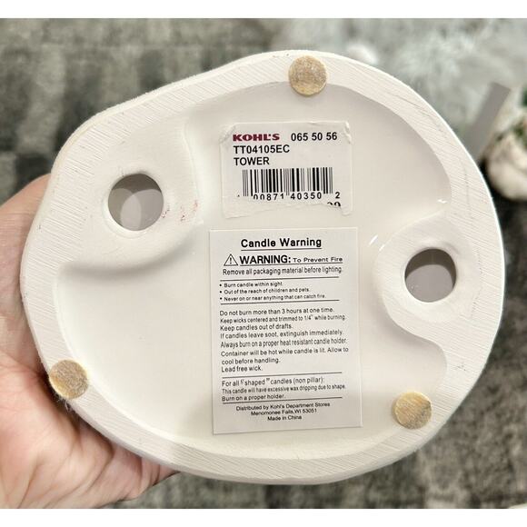 Snowman Ceramic Votive Tea Light Candle Holder Winter Snowflakes Blue White 10” - Picture 5 of 5